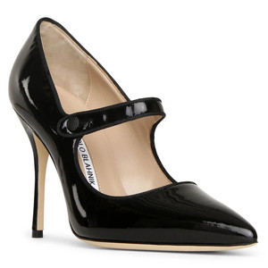 100% AUTHENTIC NEW WOMEN MANOLO BLAHNIK BLACK CAMPARI MARY JANE HEEL EU 40/US 10