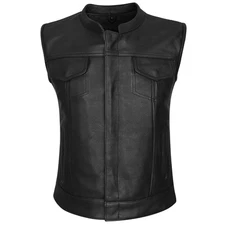 Womens Leather Motorcycle Club Vest Full Length Side Lace Adjustable S‑5XL