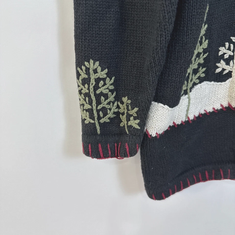 Cárdigan suéter vintage bordado con temática de invierno 14W/16W copos de nieve árboles Foto 4 de 4