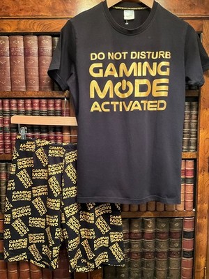 Black & Gold Pyjama Factory Gaming Mode Activated Short Pyjama - 13-14Y - Neu