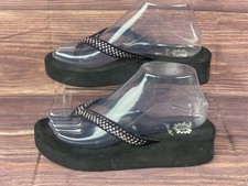 Yellow Box Riley Black Wedge Sandal Womens Size 7 Rhinestone Colorful