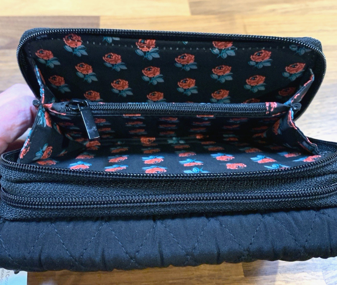 Vera Bradley RFID 3 In 1 Crossbody Wristlet Wallet In Classic Black NWT