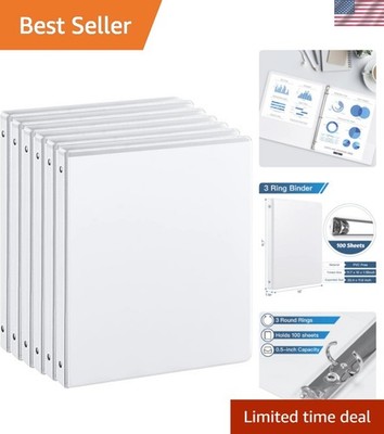 1/2-Inch 3 Ring Binders with 2 Interior Pockets, Basic 0.5'' Binders Holds 10...