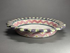 Mackenzie Childs Round Piccadilly Pie Baking Dish Hand Painted 12  