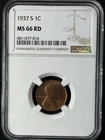 1937-S 1C RD  Lincoln Wheat One Cent NGC MS66RD   6811677-014