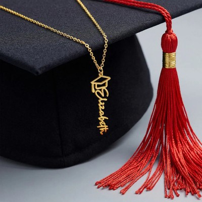 Graduation Cap Name Necklace, High School College Graduation Gifts for Her