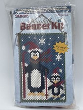 2001 Vintage The Beadery Beaded Banner Craft Kit Penguins 9.75" x 14.75" 5184