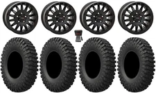 System 3 SB-8 Bdlk 15" Wheels Bk +38mm 33" MotoCrusher Tires RZR Turbo R & Pro R