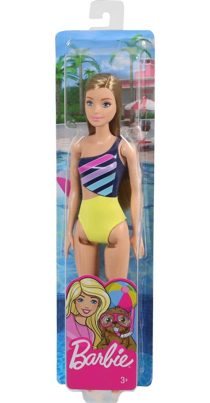 Barbie Swimsuit Beach Doll with Blonde Hair & Striped Suit