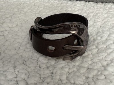 Uno de 50 Silver-Plated Leather Buckle Bracelet