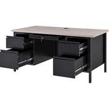 60W x 30D Steel Teachers Desk Gray Top with B...