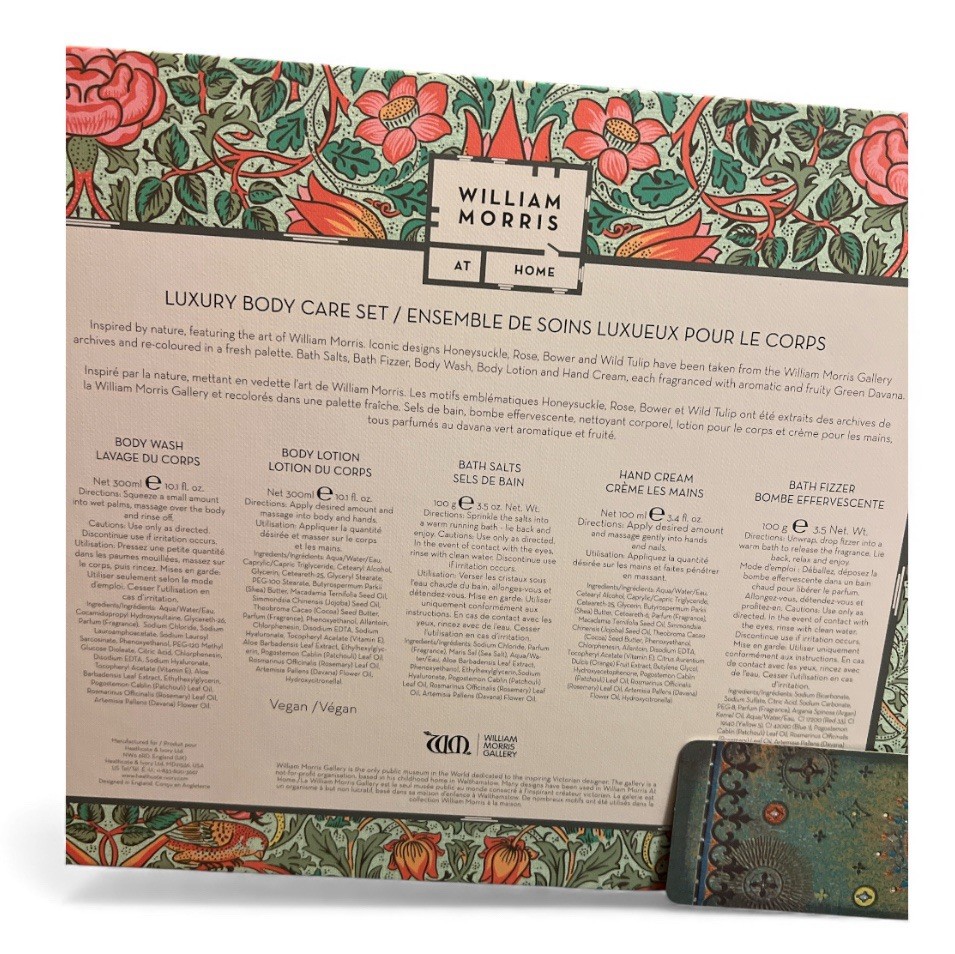 WILLIAM MORRIS AT HOME-Luxury Rose Body Care Gift, 5-Set| Green Davana