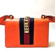 GUCCI 421882 Sylvie Leather Orange Women's Shoulder Bag PB15208
