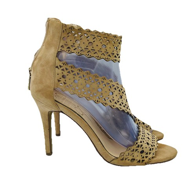 #ad Jessica Simpson Shoes Womens Size 7M Brown Leather Jastia Stiletto Heels Sandals $25.67