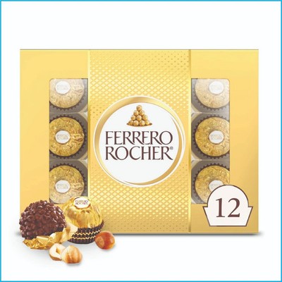 2 Pack Ferrero Rocher 12pc Hazelnut Milk Chocolate Gift Box 5.3oz BB 03/2026