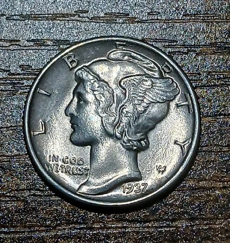Uncirculated 1937 Philadelphia Mint Silver Mercury Dime