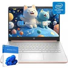 HP 14 Portable Laptop Intel Quad-Core N4120 16GB DDR4 RAM 384GB eMMC Win11 Pro