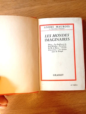 ANDRE MAUROIS LES MONDES IMAGINAIRES 1929 RELIURE - Photo 1/3