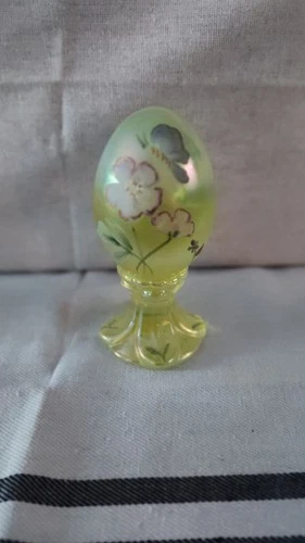 Fenton Hand Painted Limited Edition Glass Egg Figurine Yellow Signed B. Williams