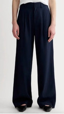everlane the draper pleated pant in buttersmooth navy 32” inseam size 14 regular
