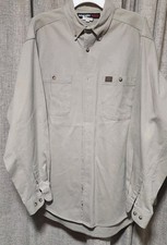 Wrangler Riggs Workwear Mens XL Long Sleeve Button Down Shirt Khaki Tan Pockets