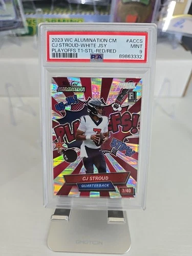 2023 Wild Card CJ Stroud Playoffs Rookie 7/40 Jersey Match PSA 9