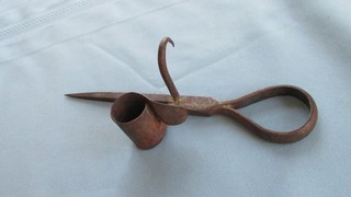 1890's Blacksmith Made Underground Miners Candlestick Pinned Hook & Brazing