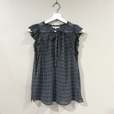 Other Stories Blouse Women s 36 Sm Black Patterned Boho Chic Flutter Sleeve