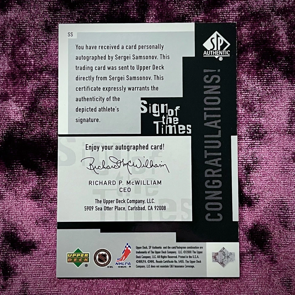 Sergei Samsonov 1999 SP Authentic Sign Times Autograph Penguins Legends Jersey💙 - Image 2 of 2