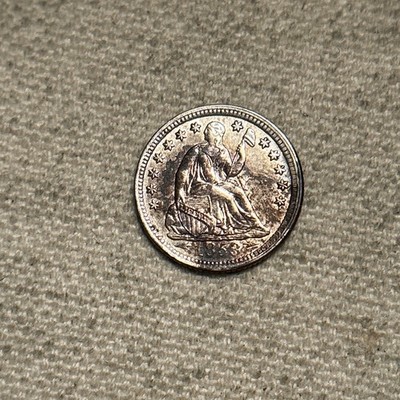 1853 Seated Liberty Half Dime w/ Arrows, Nice Original BU Album Toner! QA