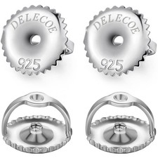 2 Pairs Screw Earring Backs,925 Sterling Silver Screw on Earring Backs Replac...