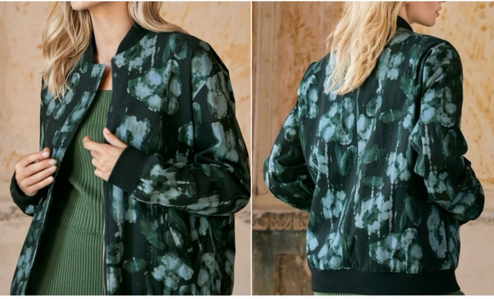 Peruvian Connection Oversized Bomber Jacket Azzur… - image 1