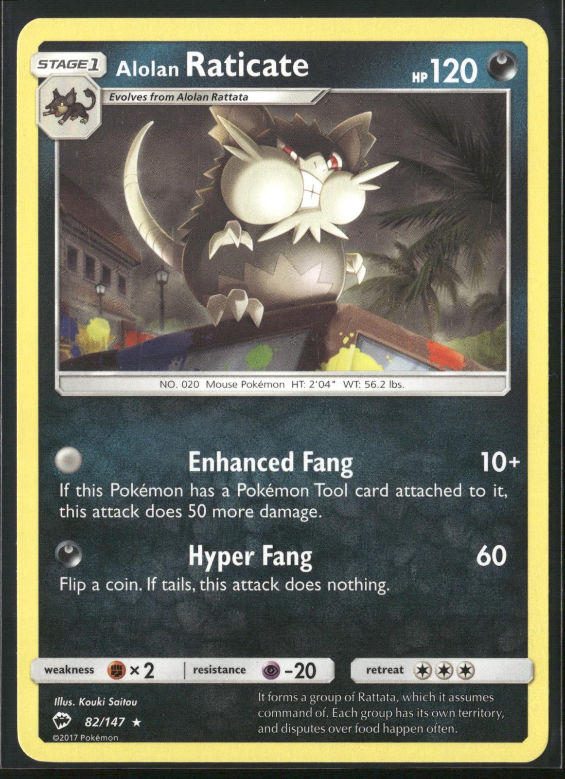 Alolan Raticate 82/147 Rare Burning Shadows Pokemon Near Mint