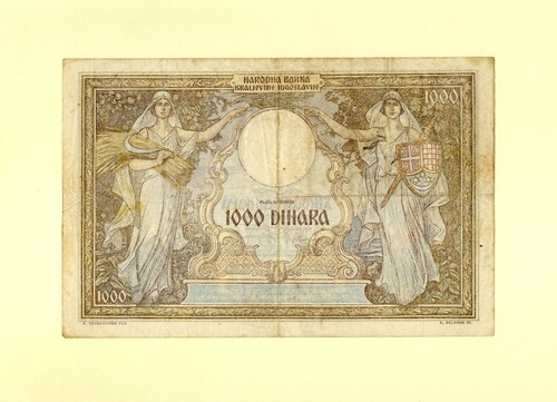 YUGOSLAVIA MONTENEGRO VERIFICATO 1000 DINARA 1931 P-R15 VF+ FORZE ARMATE ITALIANE - Foto 2 di 2