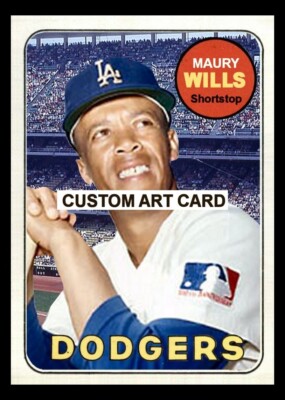 Maury Wills  Los Angeles Dodgers  Baseball Art Card