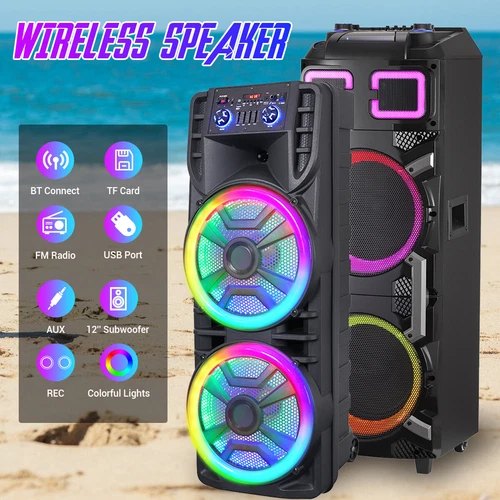 9000W Portable Sub Woofer Bluetooth Speaker Heavy Bass Sound System Party AUX FM