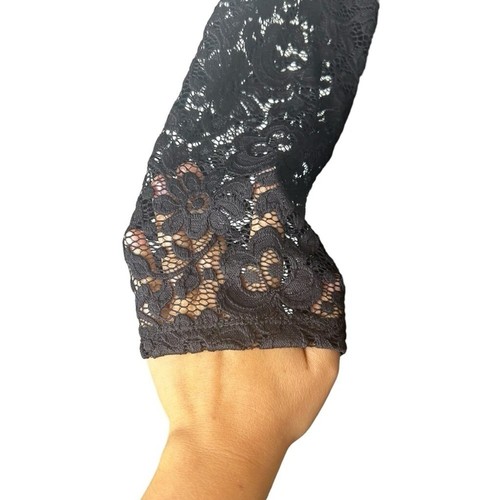 Torrid Black Mini Lace Long Sleeve Skater Dress with Tulle Plus Size 2X 18-20 - Picture 6 of 15