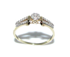 Damen Frauen 9 kt 9 Karat Gelbgold Cluster Stil Diamant Ring P 1/2