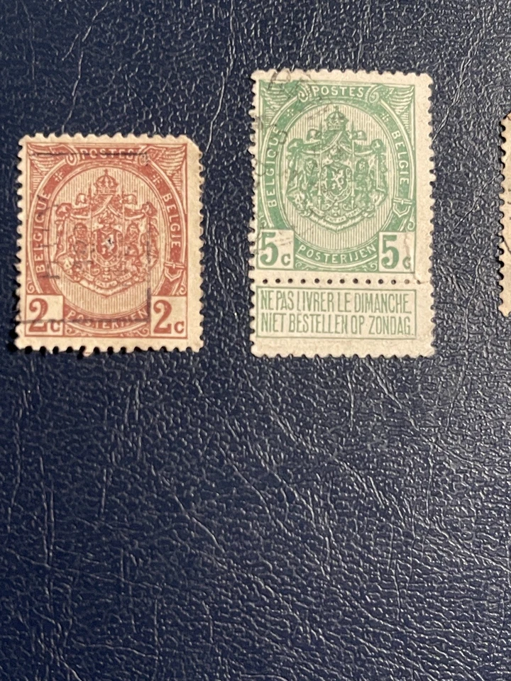 1905-1907 BELGIUM USED  7 LH STAMPS, F-VF Condition, See Photos - Image 4 of 4