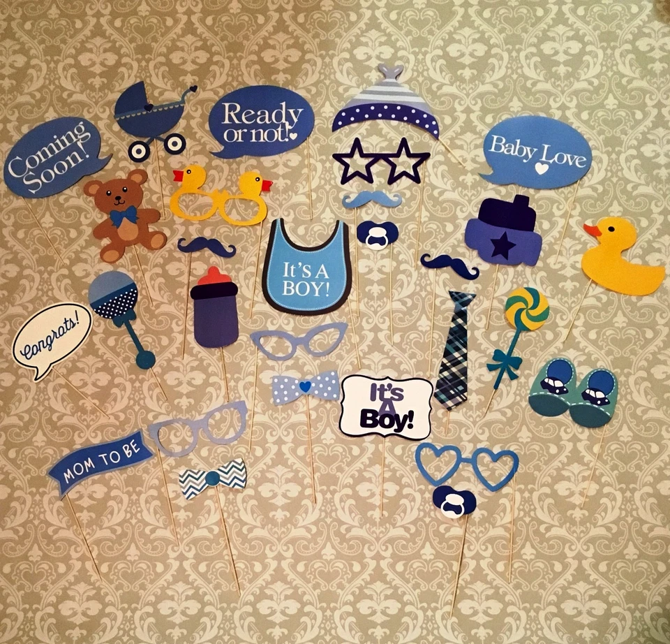 Реквизит фотокабины для душа ребенка, украшения для мальчика 29 шт., НЕ НУЖНЫ «СДЕЛАЙ САМ», США - Изображение 4 из 4