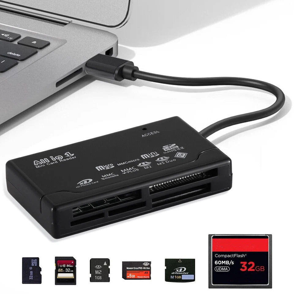 ALL-IN-ONE Kartenleser Speicherkarten USB Kartenlesegerät für CF/SD/xD/MS/SDHC - Bild 4 von 4