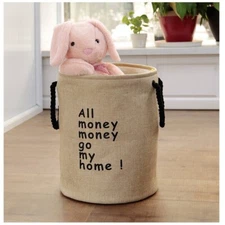 All money money go my home clothing hamper Khaki with Black Handles