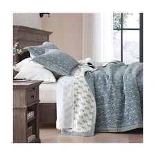 King Quilt Bedding Set - 100 Cotton Lightweight Soft Grayish Blue Quilt Bedd...