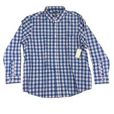 Club Room Mens Performance Plaid Regular Fit Pocket Button Down Shirt 2XL