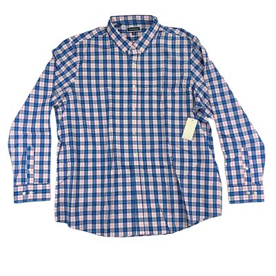Club Room Mens Performance Plaid Regular Fit Pocket Button Down Shirt 2XL