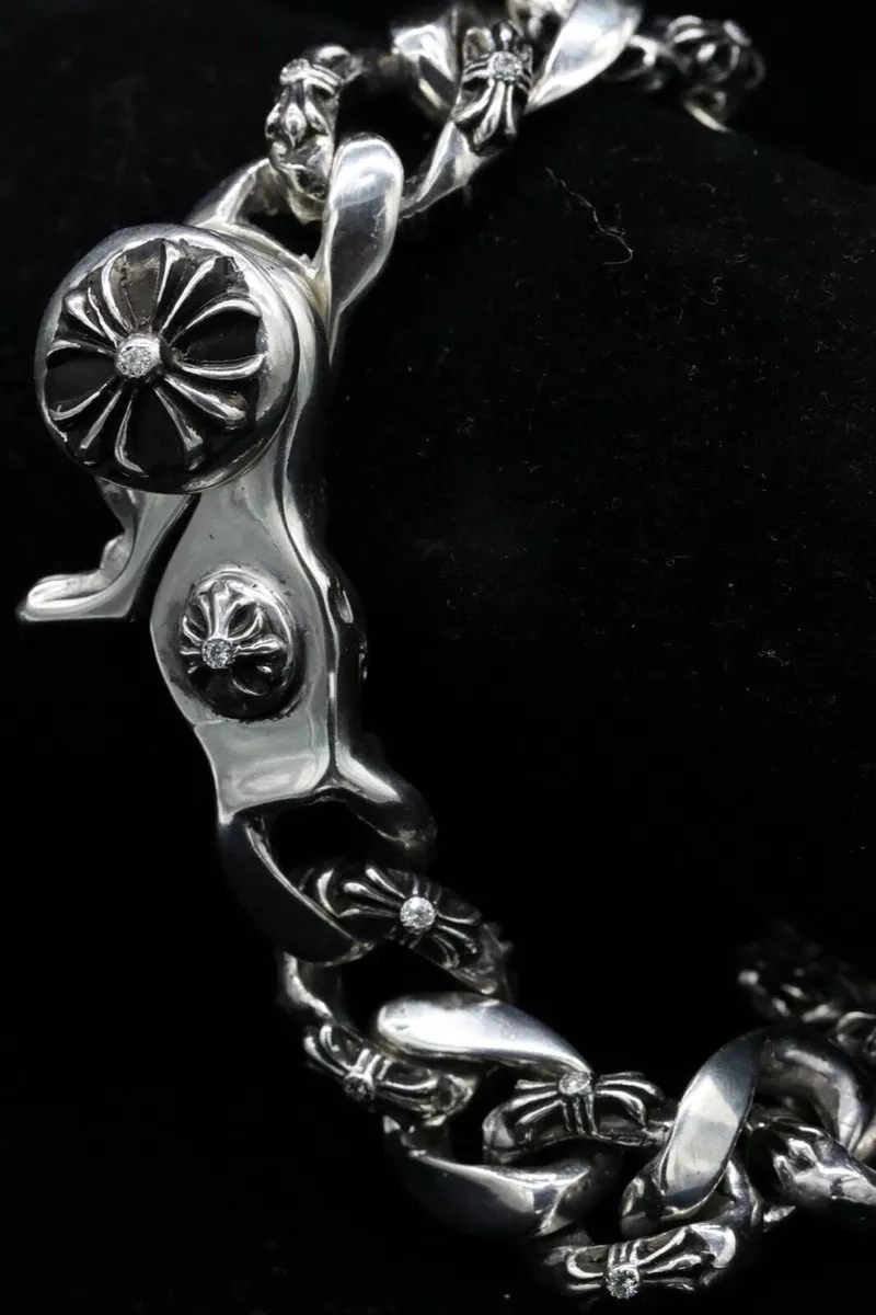 Authentic Diamond Chrome Hearts Fancy Bracelet in Sterling Silver Set With VS1