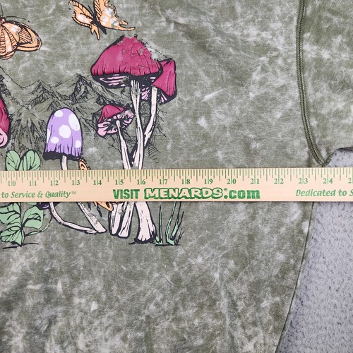 No Boundaries Mushroom Butterfly Green Tie-Dye Sweatshirt Women's Large Textured - Picture 6 of 8