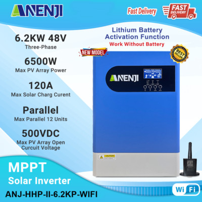 6200W Hybride Solar Wechselrichter Off-Grid MPPT 48V 120A 500VDC Parallel + WIFI