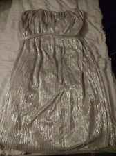 French Connection - - Silver Silk Blend Shift Dress - -Size 12