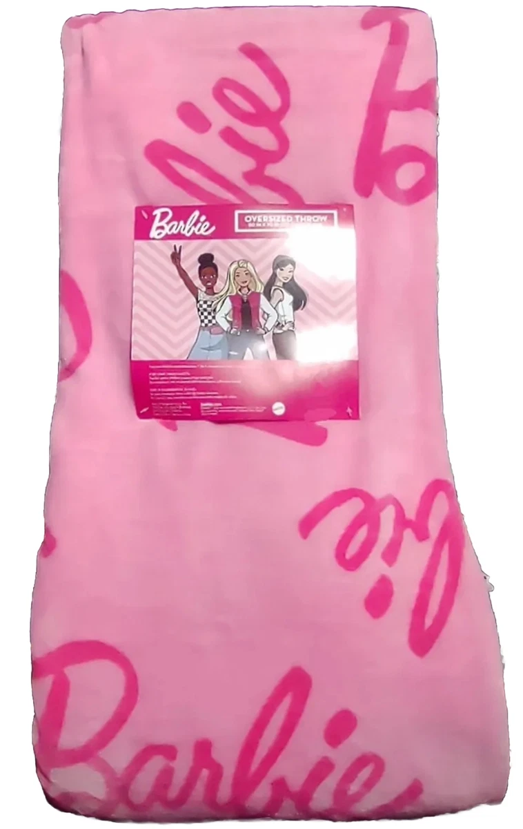 BARBIE Bright Pink Plush Throw Blanket Oversized 50x70 NWT TikTok Viral